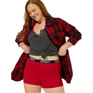 Torrid Women's Cotton Mid Rise Shortie Naughty‎ Logo Panty Size L